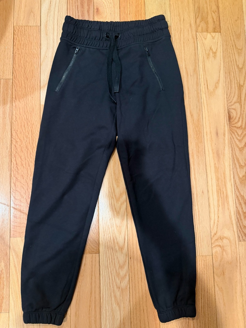 Athleta Womens Black Drawstring Joggers with Zipper Pockets